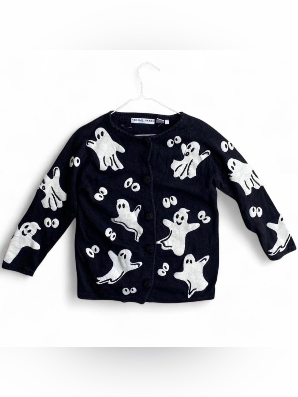 Michael Simon Black Cardigan with White Ghosts
